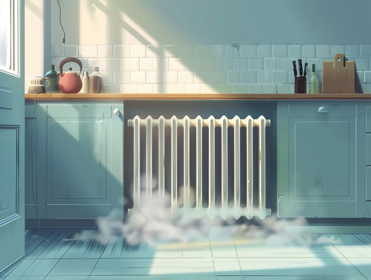 2. How does the hot water or steam reach the kitchen radiator?