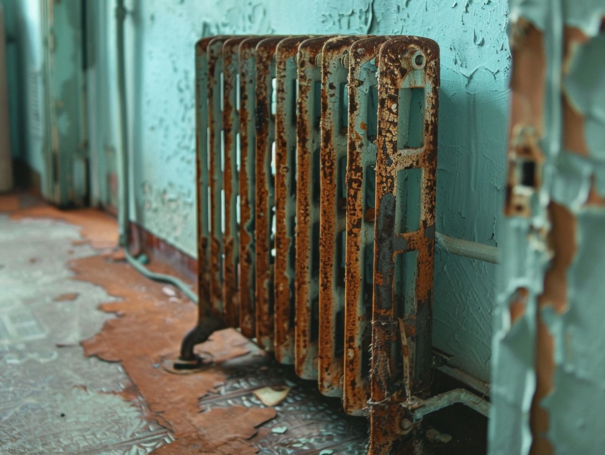 2. How does moisture contribute to rusting of hallway radiators?