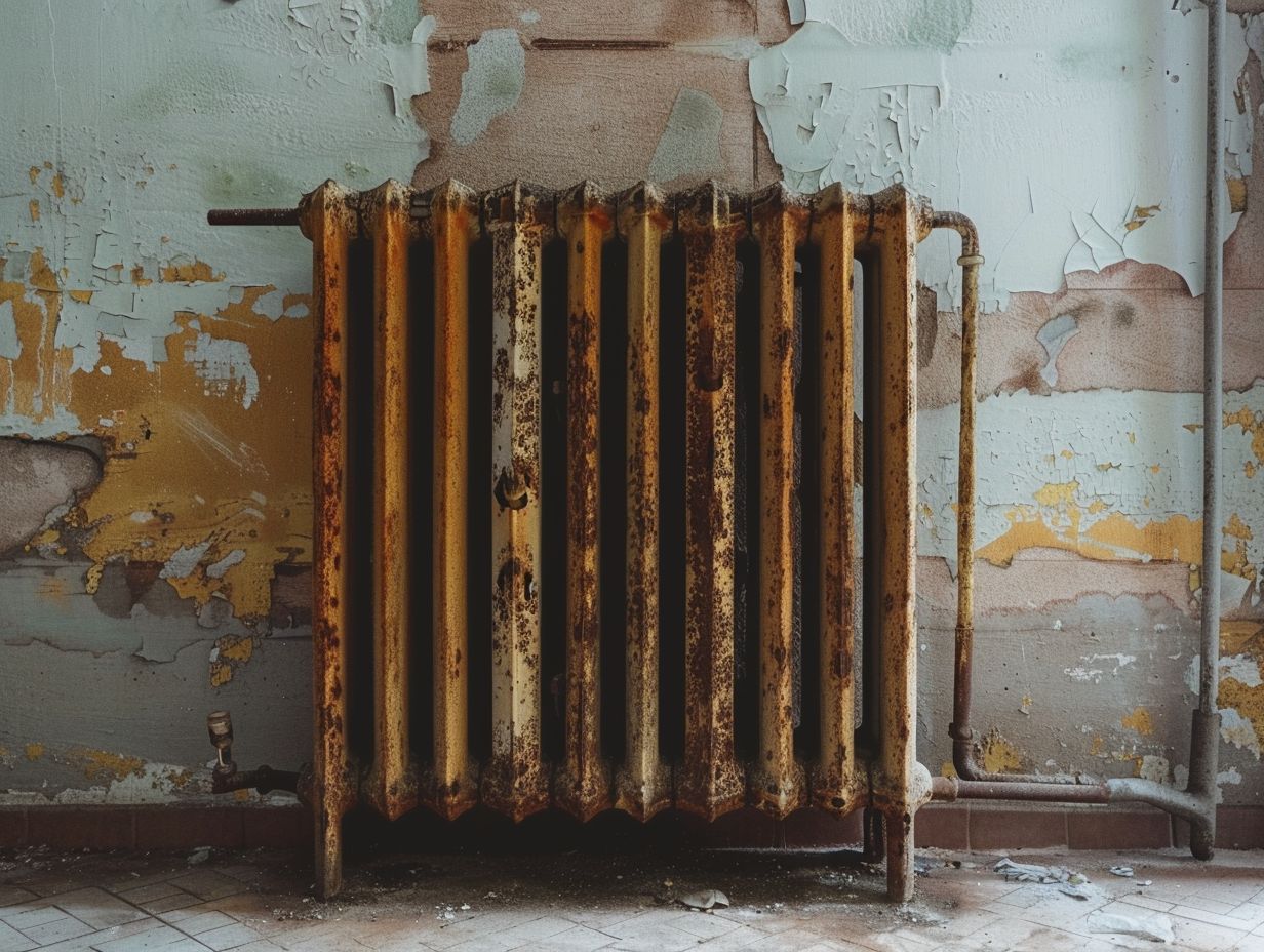 Does the type of metal affect the amount of rust on a living room radiator?